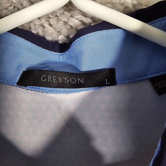 Greyson Men Golf Polo Shirt‎ Large Purple Pink Stretch Athletic Preppy Travel - Picture 5 of 11